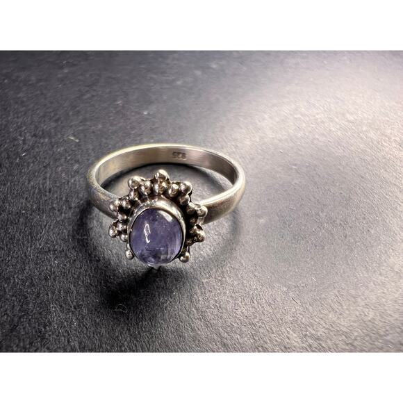 Blue tanzanite sterling silver ring size 7 - Picture 3 of 15